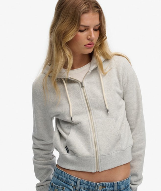 Essential Logo Cropped Zip Hoodie