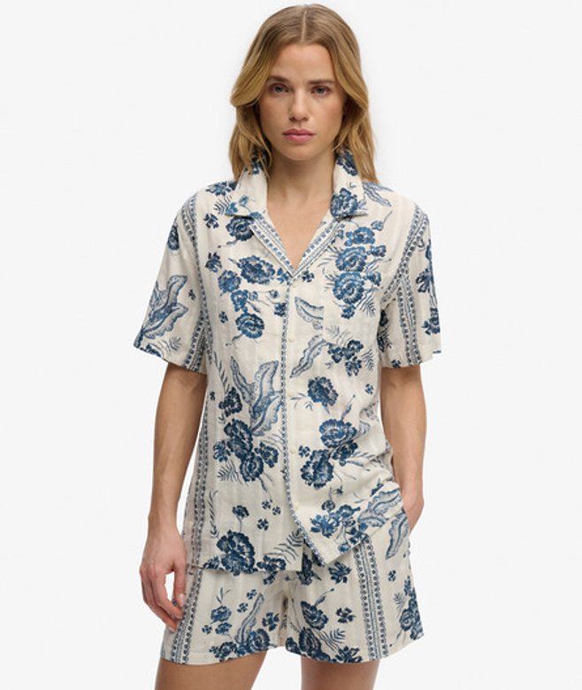 Beach Printed Overhemd met Korte Mouwen