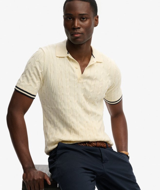 Gebreid Poloshirt met Korte Mouwen en Textuur