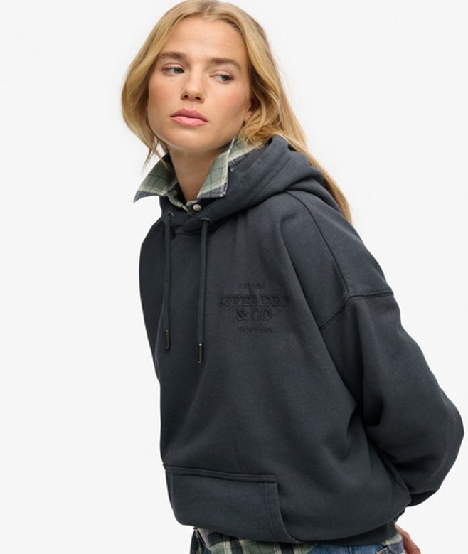 Luxe Casual Geborduurde Relaxed Hoodie