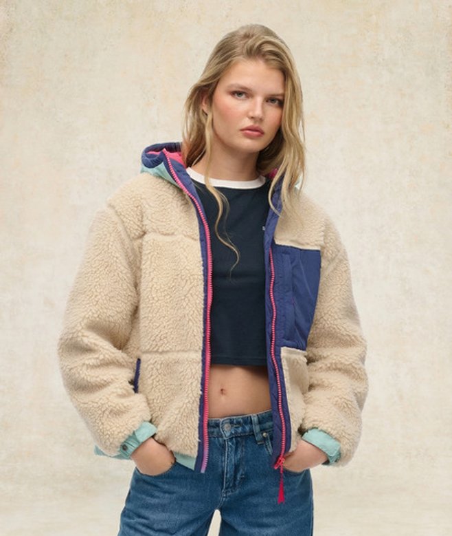 Vintage Fleece Jas Met Capuchon