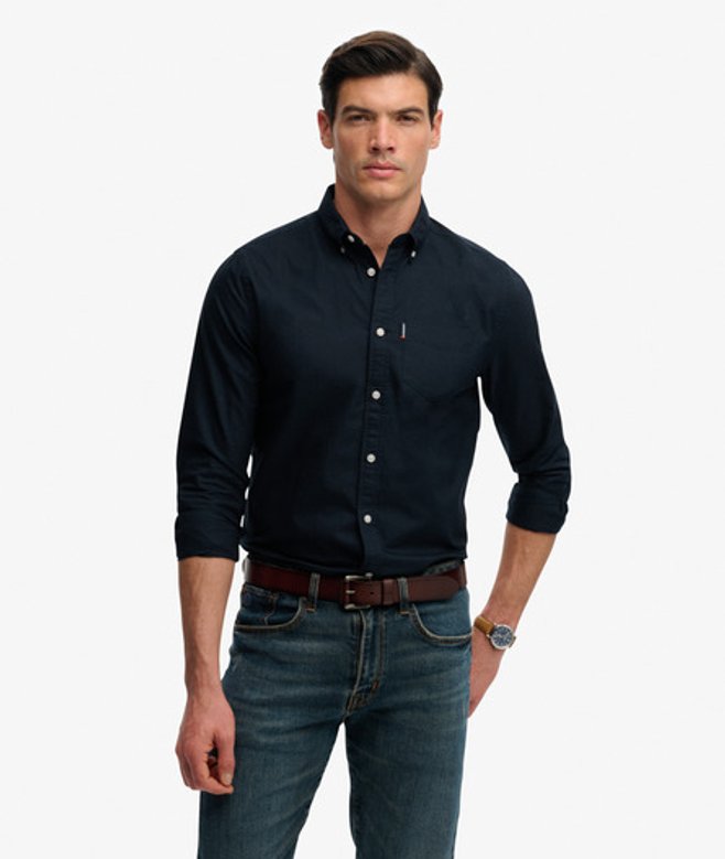 Superdry Essential Oxford Overhemd met Lange Mouwen Blauw