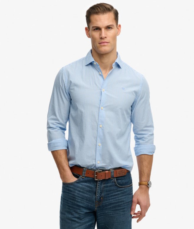 Poplin Overhemd Met Lange Mouwen En Cut Away Kraag