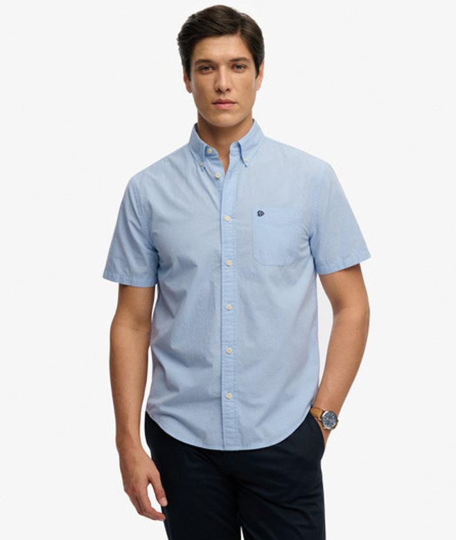 Preppy Poplin Overhemd met Korte Mouwen