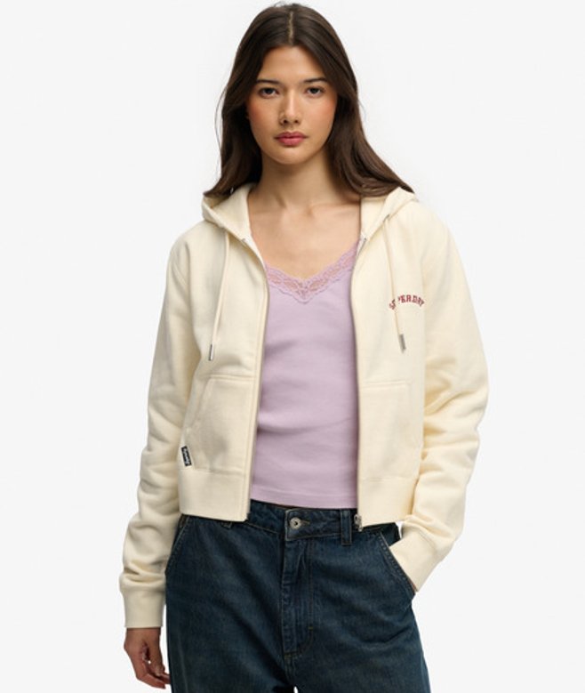 Essential Logo Cropped Zip Hoodie