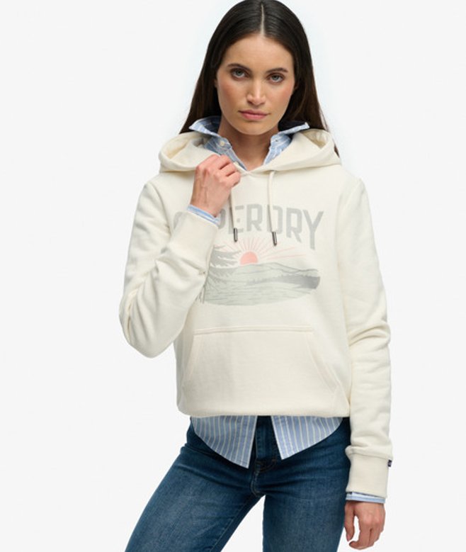 Superdry Retro Outdoor Hoodie met Relaxte Pasvorm White