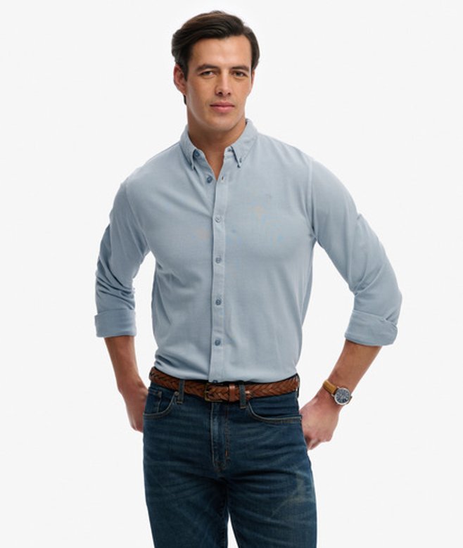 Vintage Destroy Piqué Overhemd met Lange Mouwen