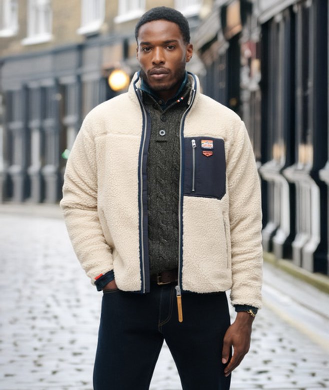 Vintage Retro Borg Fleece Jas