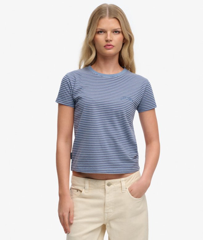 Essential Logo Gestreept T-shirt Slanke Pasvorm