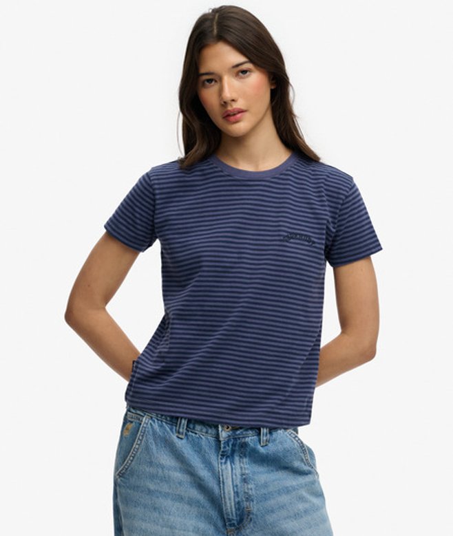T shirt à rayures femme Superdry Essential Logo - vue 3