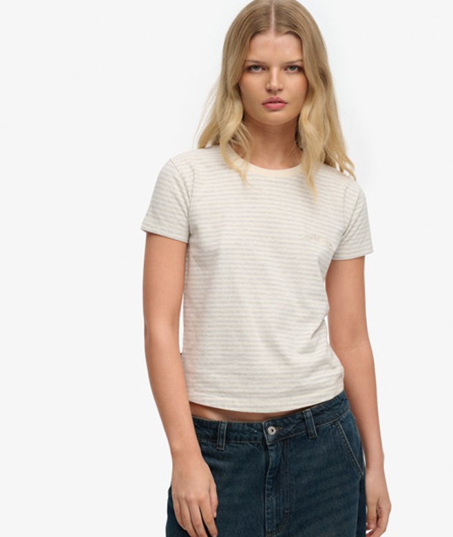 Essential Logo Gestreept T-shirt Slanke Pasvorm