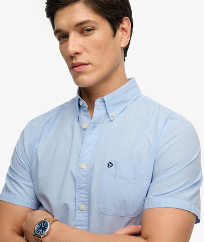 Preppy Poplin Overhemd met Korte Mouwen