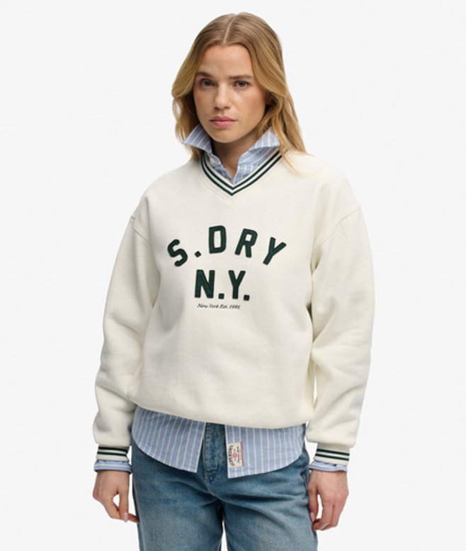 Country Club Applique V-hals Sweatshirt