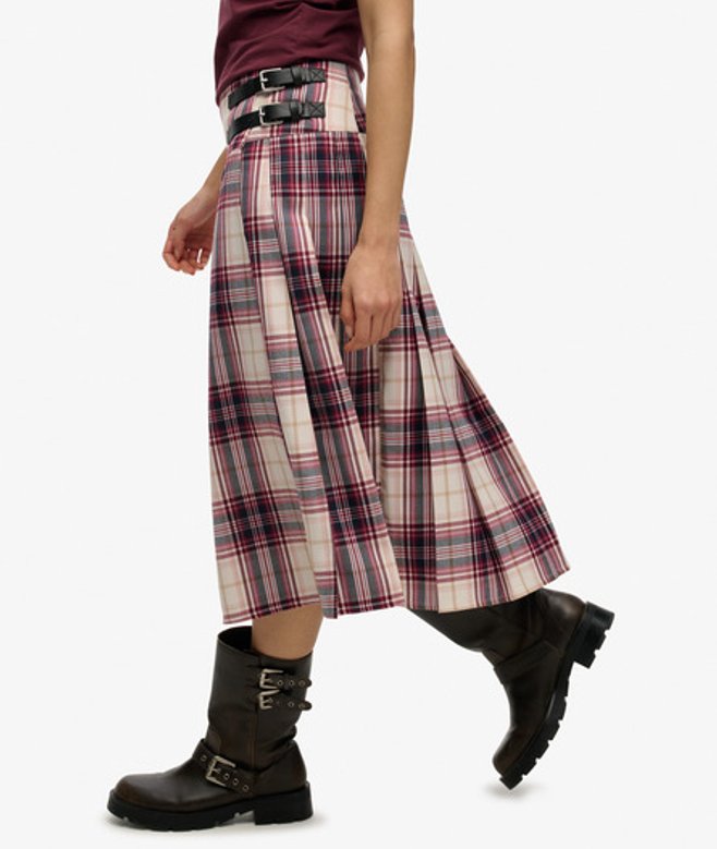 Geruite Geplooide Midi Rok