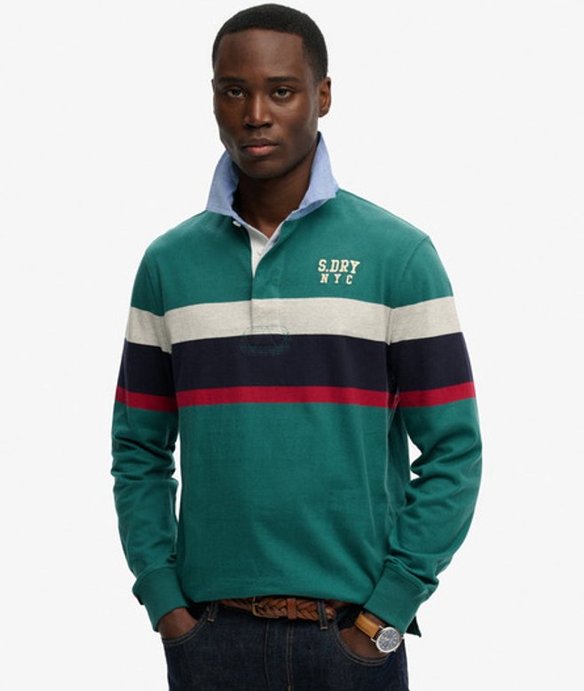 Vintage Rugbyshirt met Band op de Borst