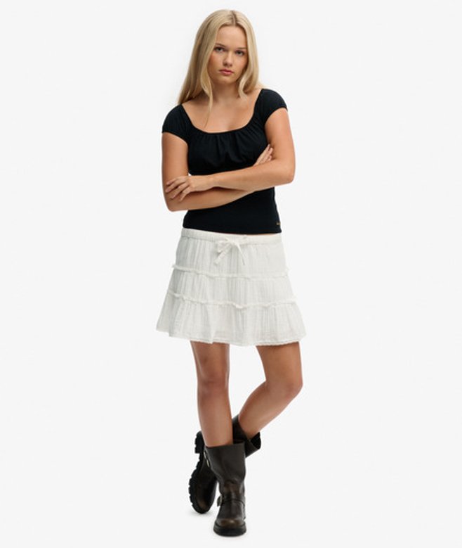 Superdry Cheesecloth Gelaagde Minirok White