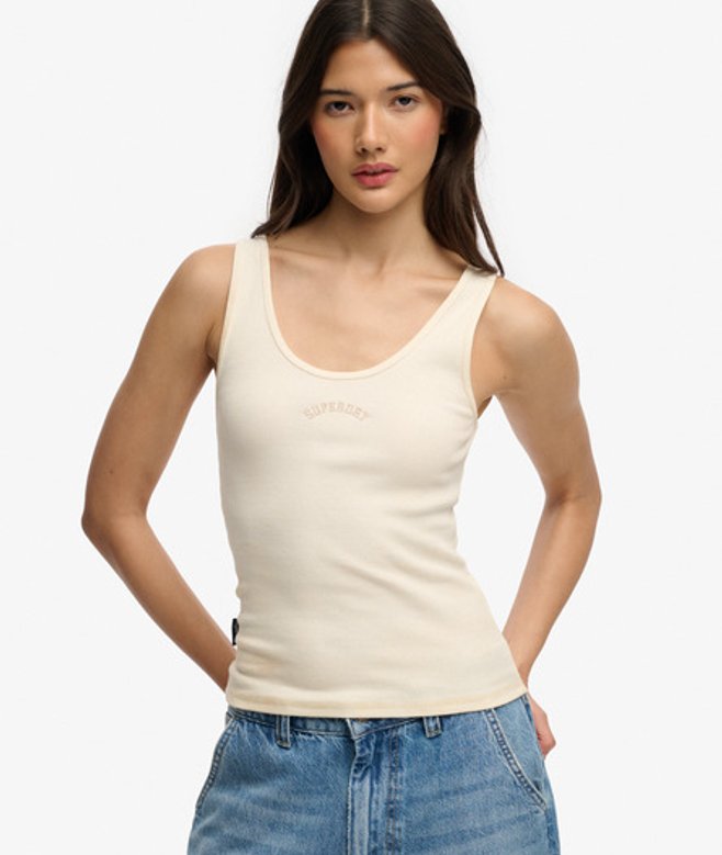 Superdry Femme Débardeur Essential Logo à Encolure Arrondie White