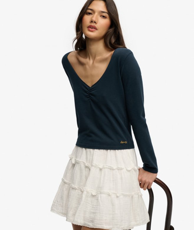 Athletic Essential Lange Mouw Top met Plooien