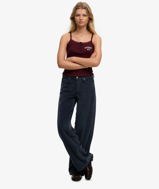 Mid Rise Baggy Jumbo Corduroy Broek