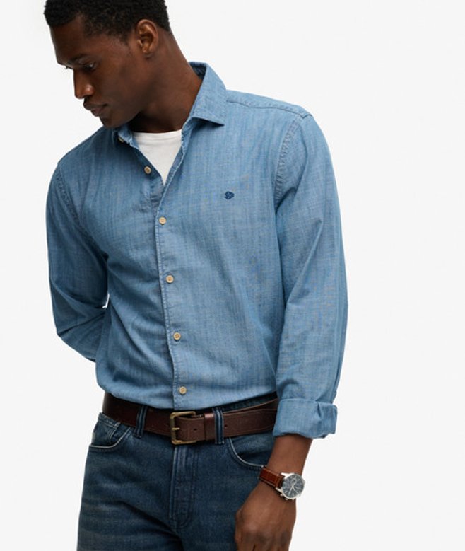 Essentials Chambray Overhemd Met Lange Mouwen
