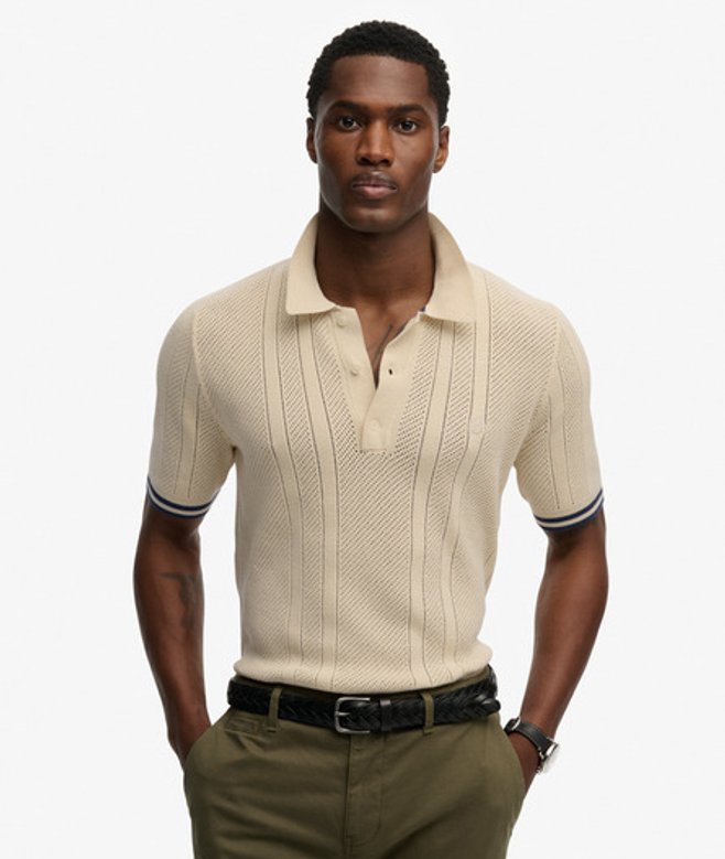 Gebreid Poloshirt met Korte Mouwen en Textuur