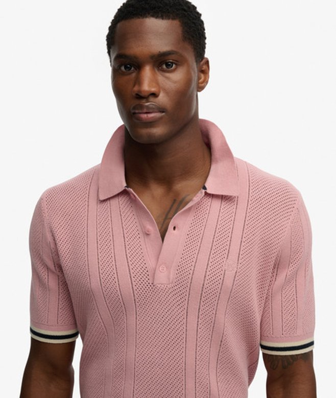 Gebreid Poloshirt met Korte Mouwen en Textuur