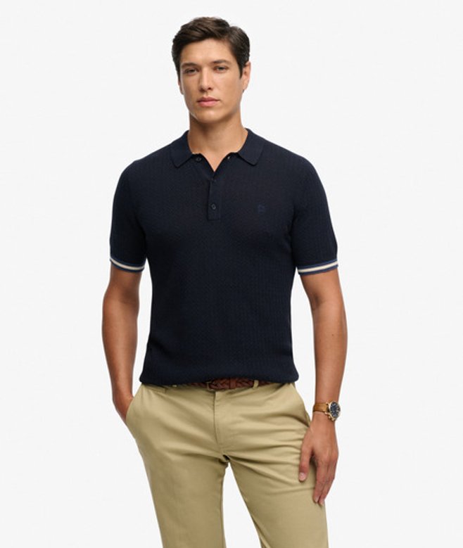 Gebreid Poloshirt met Korte Mouwen en Textuur