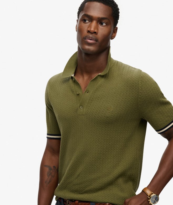 Gebreid Poloshirt met Korte Mouwen en Textuur