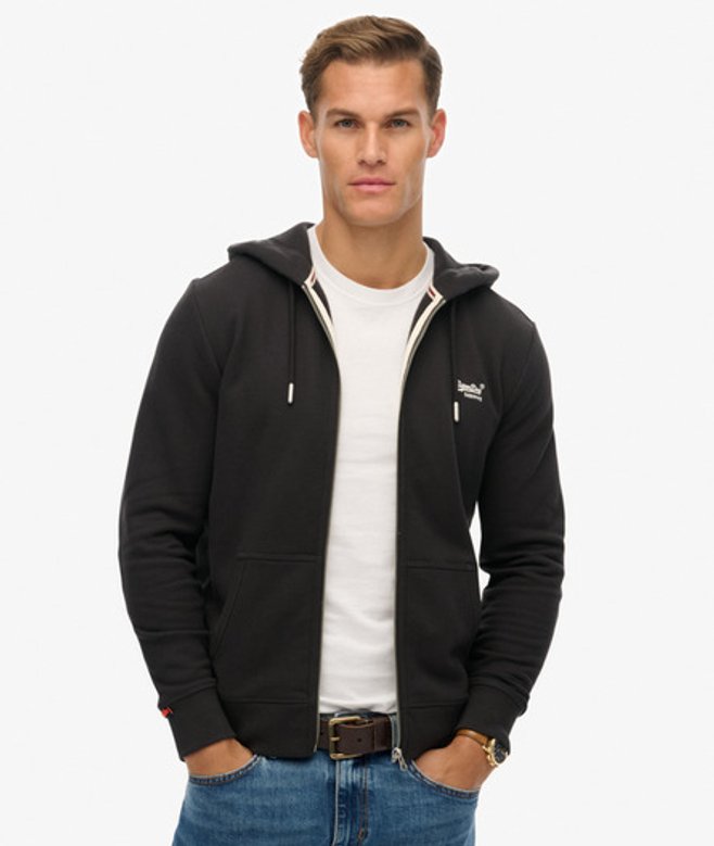 Essential Logo Zip Hoodie Half Brushed