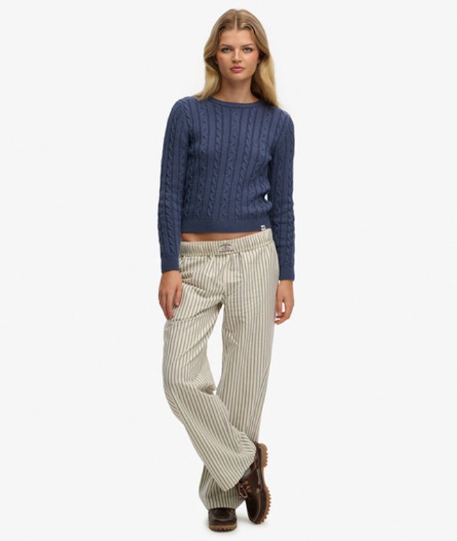 Biologisch Katoenen Gestreepte Broek met Elastische Band