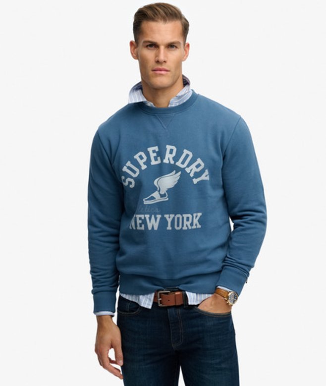 Superdry Athletic Essentials Sweatshirt met Ronde Hals Blue
