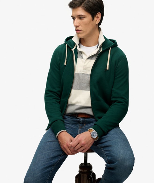 Monogram Geborduurde Zip Hoodie