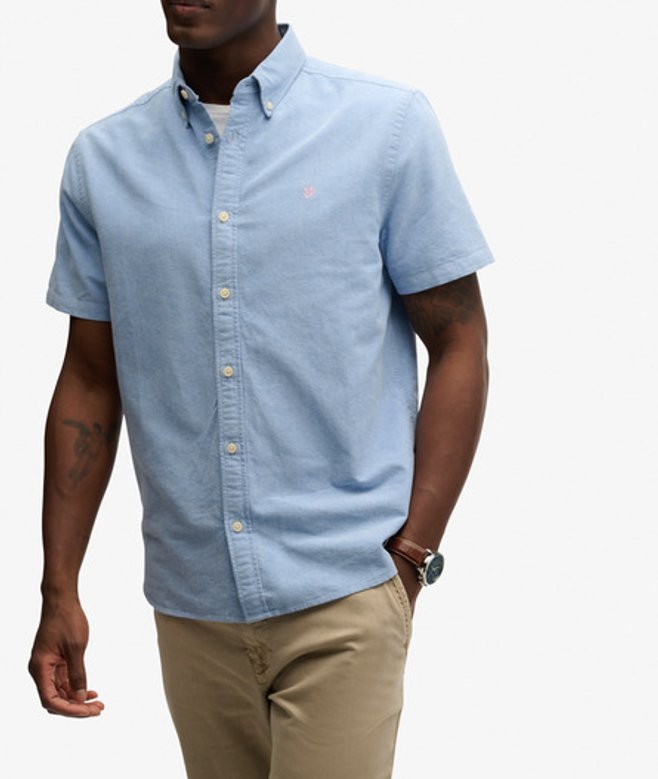 Preppy Oxford Overhemd met Korte Mouwen