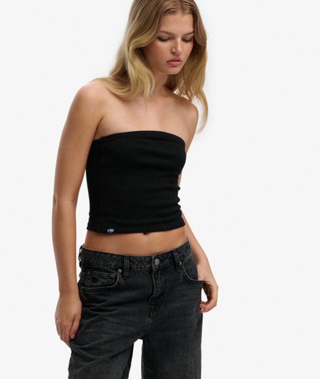 Superdry Women&rsquo;s Athletic Essentials Jersey Bandeau Top Black - Size: 16