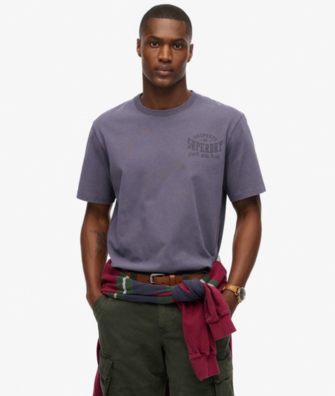 Superdry Herren Vintage Athletic Essential Grafik-t-shirt Purple - Größe: Xxl 1040405503174FIU005