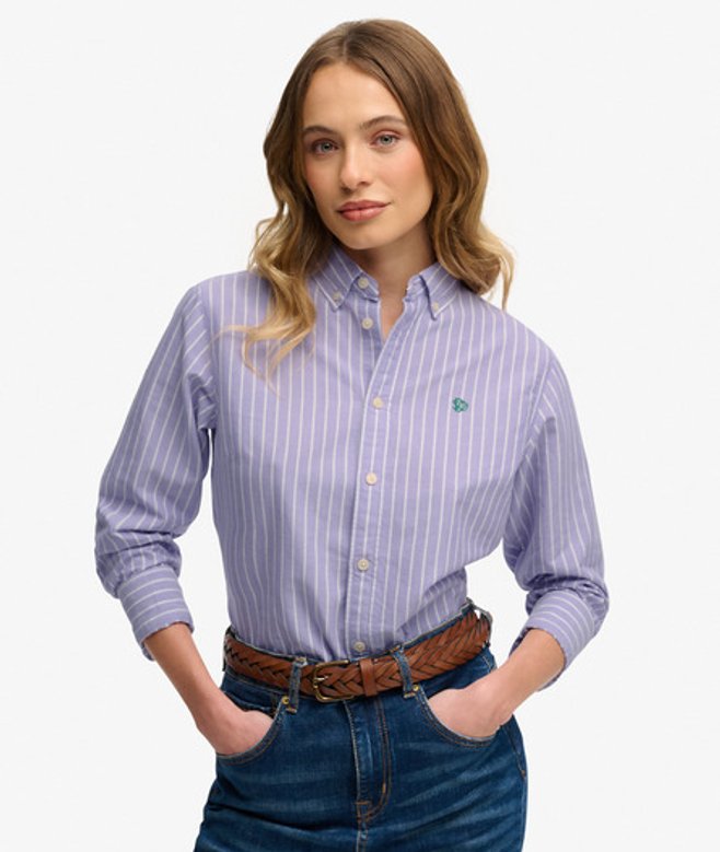 Slim Oxford Button Down Overhemd met Lange Mouwen