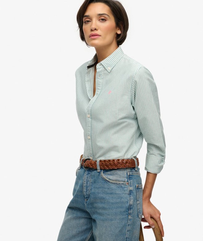 Slim Oxford Button Down Overhemd met Lange Mouwen