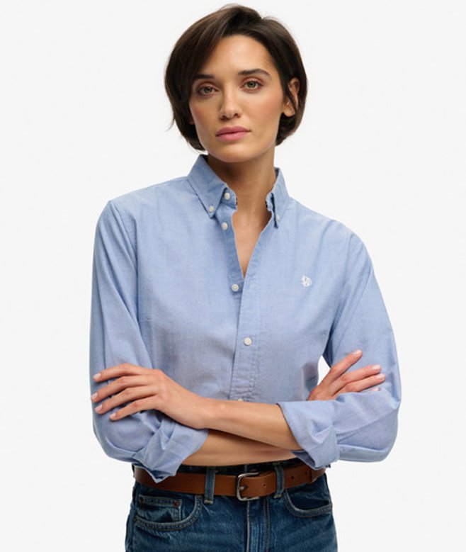 Slim Oxford Button Down Overhemd met Lange Mouwen