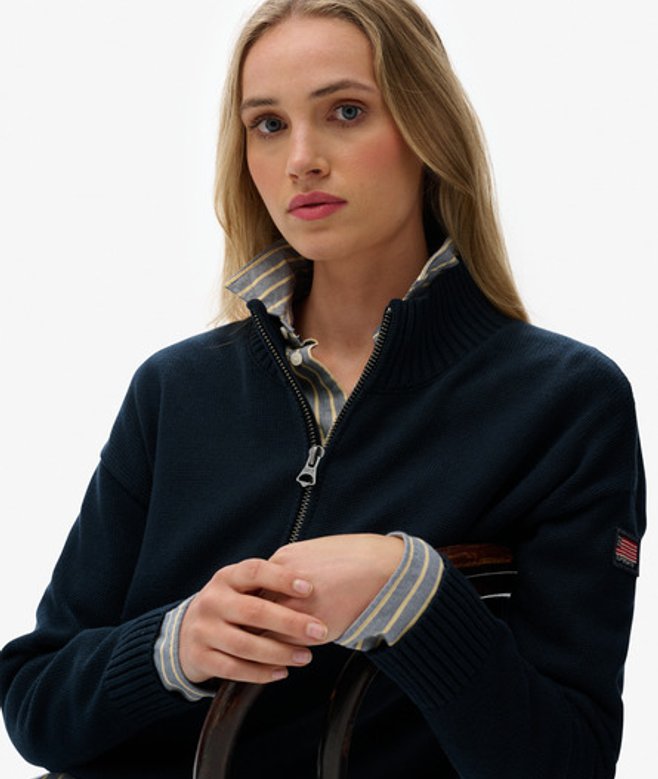 Slouchy Gebreide Half-zip Trui
