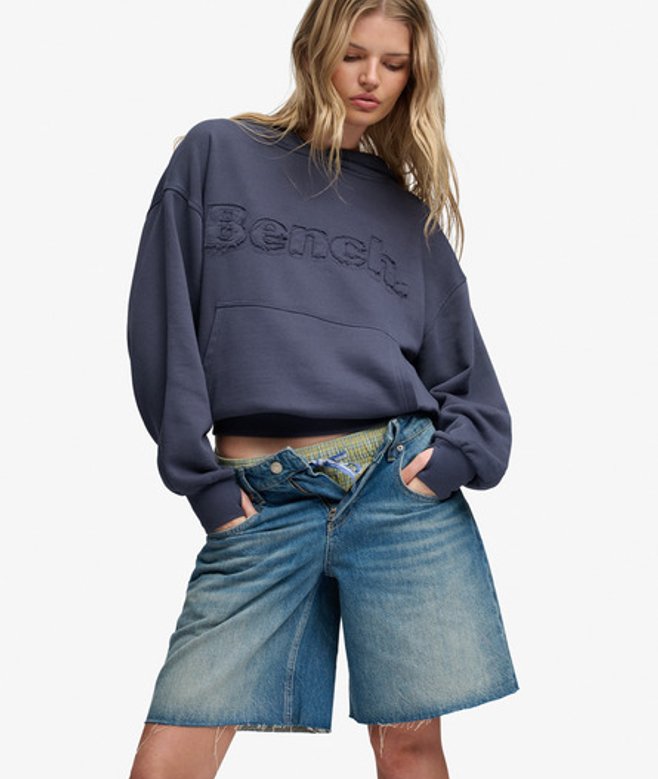 Superdry Damen Bench OverGrößed Hoodie mit Applikation Navy - Größe: 1Größe