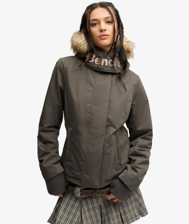 Bench Windcheater Jas Met Capuchon En Imitatiebont