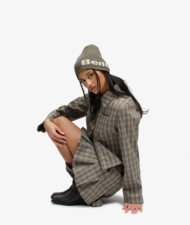 Superdry Damen Bench Karierte Jacke mit Doppelreißverschluss Green - Größe: XL