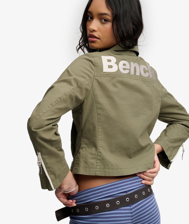 Superdry Damen Bench Ripstop-jacke mit Doppeltem Reißverschlusskragen Green - Größe: M