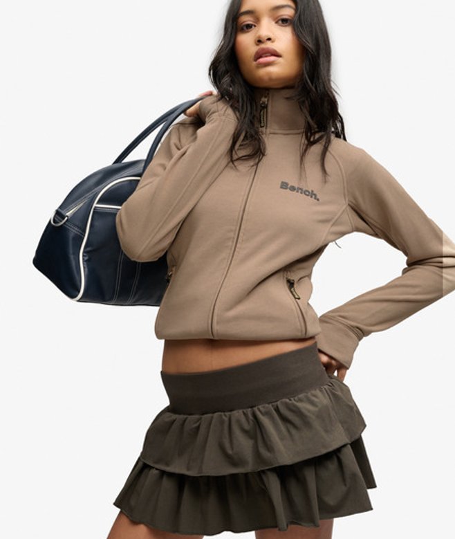 Superdry Damen Bench Sweatshirt mit Hohem Kragen Green - Größe: XS