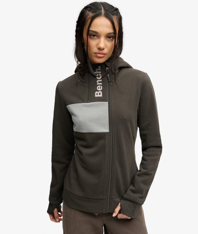 Superdry Damen Bench Kontrast Doppelreißverschluss-hoodie Green - Größe: M