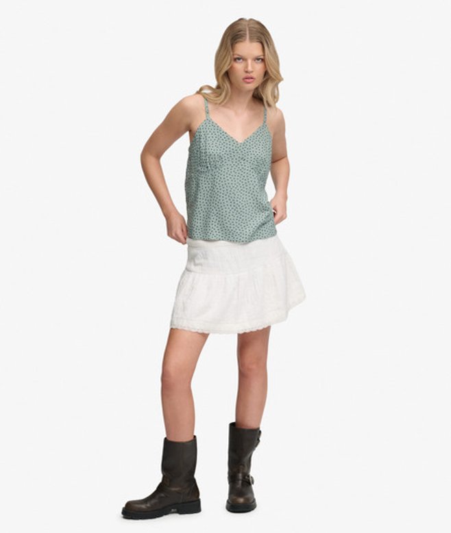Superdry Women's Broderie Trim Mini Skirt White
