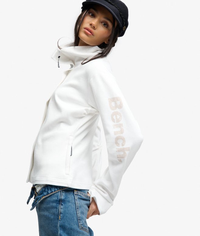 Superdry Damen Bench Trainingsjacke mit Stehkragen White - Größe: XL