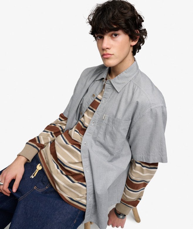 Superdry Herren Bench Skater Check Kurzarmhemd Grey - Größe: Xxl