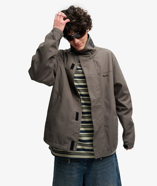 Superdry Herren Bench Ripstop-jacke mit Hohem Kragen Dark Grey - Größe: S