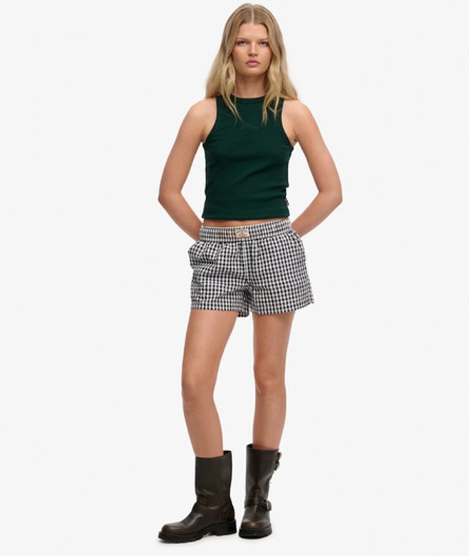 Gestreepte Elastische Short van Biologisch Katoen